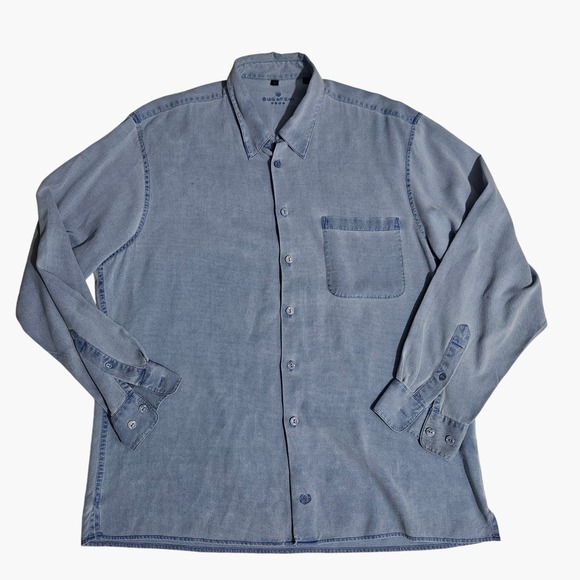 Bugatchi Other - Bugatchi Uomo Mens L Light Blue Textured Long Sleeve Button Down Shirt Pocket